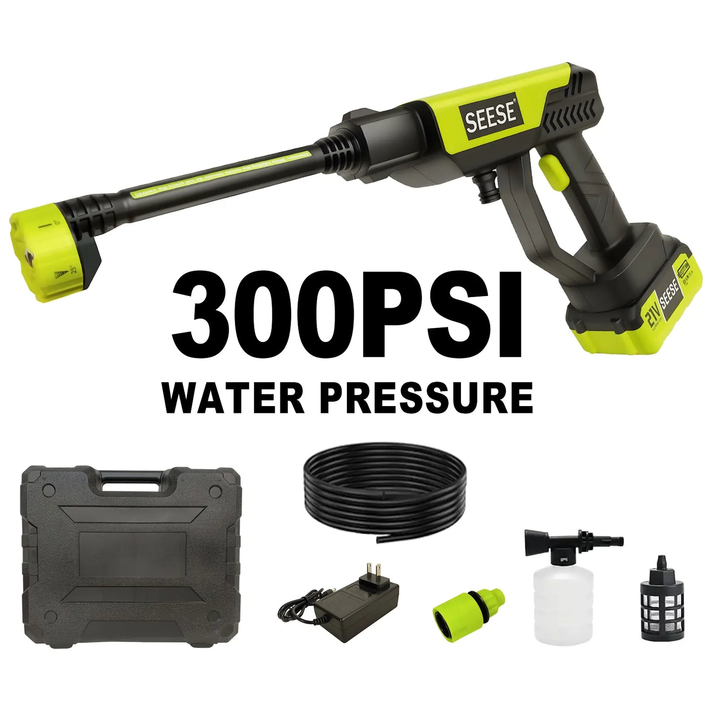 【Fathersdaygift】Seese Cordless Pressure Washer and Single Port Charger Base, Bottle Portable Washer for Car,Home Cleaning & Garden Watering