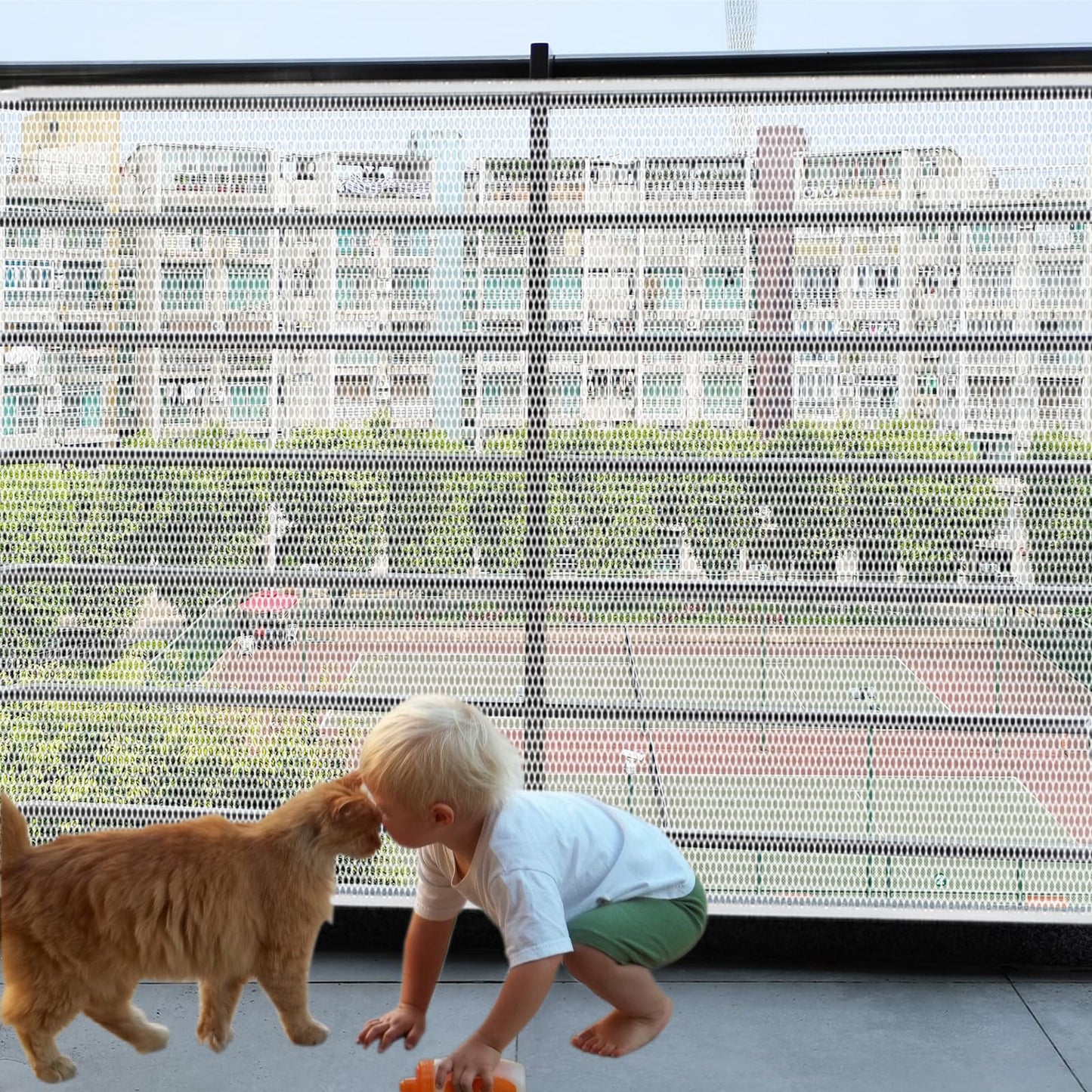 Balcony Safety Net for Kids Banister Guard- 79×36 inch Thick Pet Balcony Guard Balcony Netting for Pets Rail Net for Balcony Apartment Cat Netting Safety Netting for Railings Stair Guard (White)