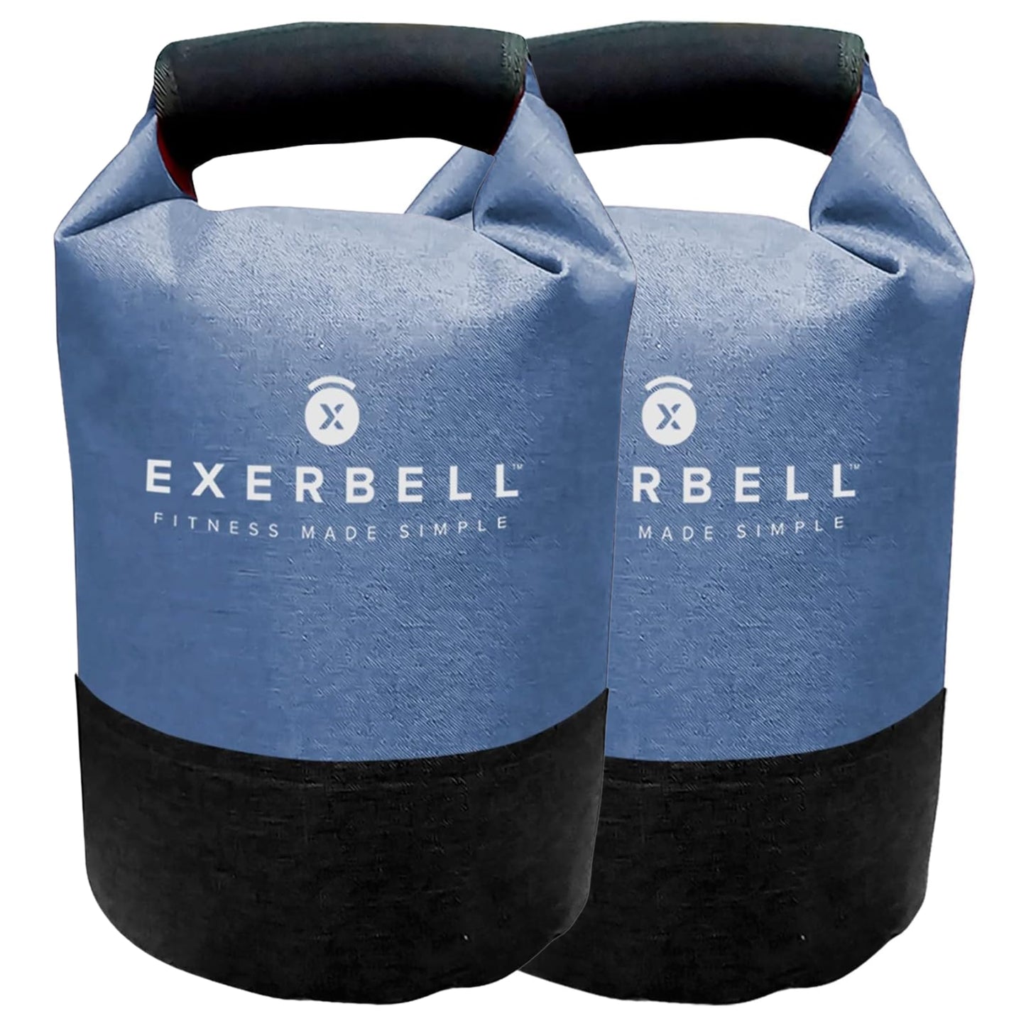 Exerbell Foldable & adjustable kettlebell β 2pcs β 2-14 kg (Blue) β water- and sandbag kettlebell β Versatile Sandbag Training & Weight Bag β Premium Strength Training Equipment