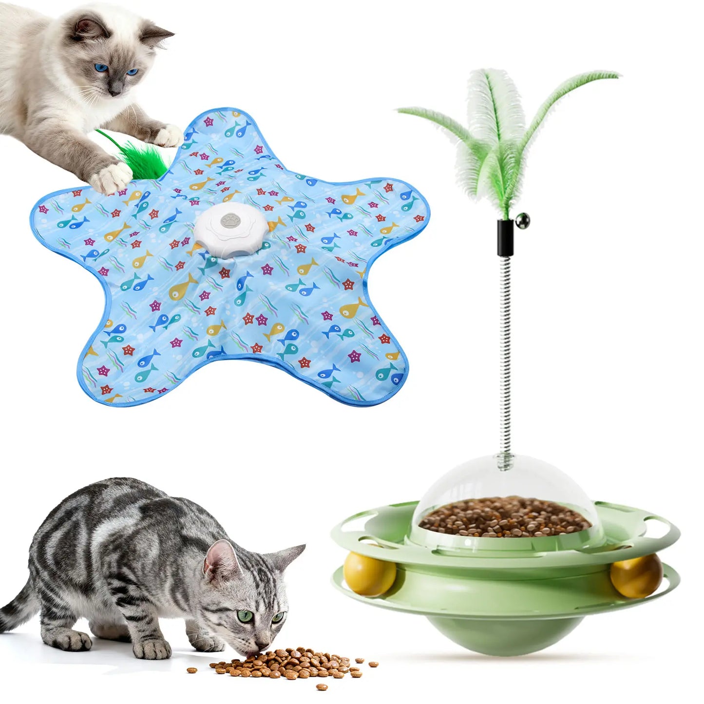 Interactive Unpredicatable Moving Feather Hunting Cat Toy , Hide and Seek Rechargeable Cat Toy for Bored Cat,Automatic Chargeable,Indoor Exercise & Boredom Relief for All Breeds Cats , Essential for Petlovers