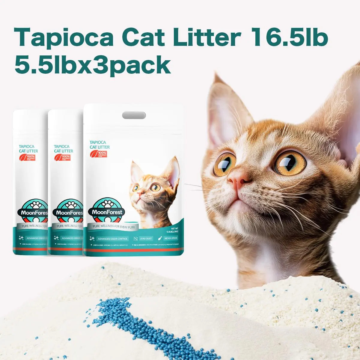 Moonforest Tapioca Cat Litter, Fast Clumping Kitty Litter with Low Dust Formula & Odor Control for Multi-Cat Homes #Summervibes #Petlovers