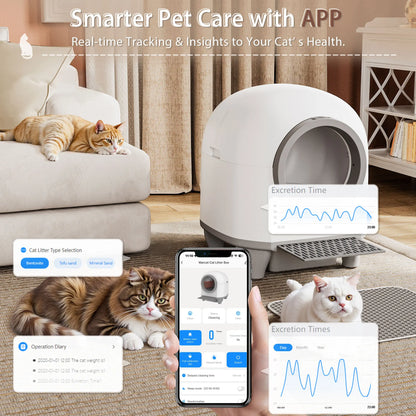 Warcat Smart Low-Noise Auto-Cleaning Litter Box 90L Self Cleaning Cat Litter Box App-Controlled via 2.4G Wifi with Smart Sensors, Safety Protection, Easy Maintenance, Easy Setup & Clean #Summervibes #Petlovers