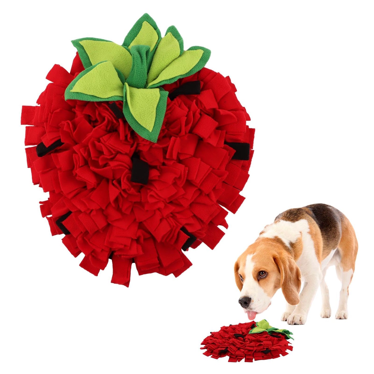 NINEFOX Snuffle Mat for Dogs Pet Feeding Mats Puppy Sniffing Pad Strawberry Shaped Snuffle Mat Cat Doggies Interactive Toys for Multiple Breeds Training and Stress Release (Strawberry)