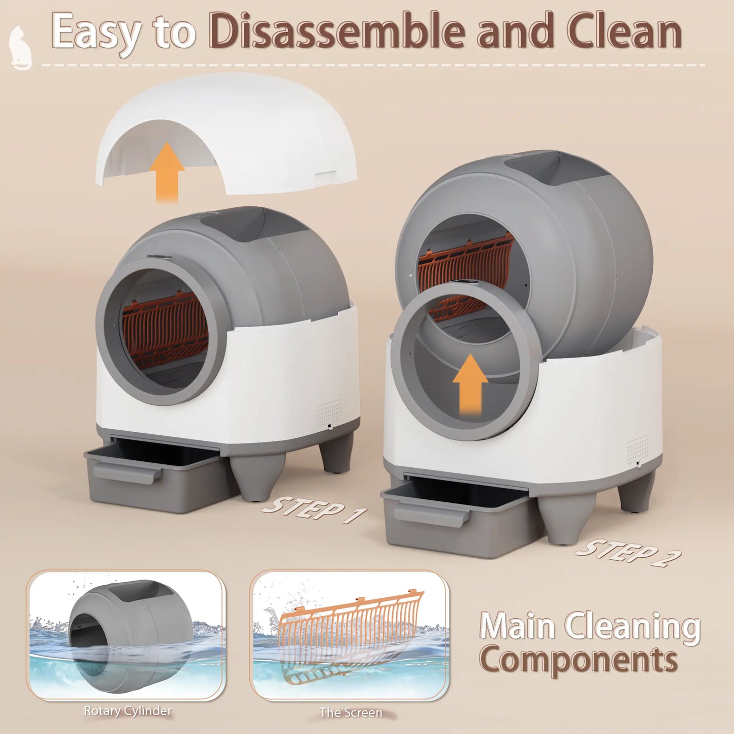 Warcat Smart Low-Noise Auto-Cleaning Litter Box 90L Self Cleaning Cat Litter Box App-Controlled via 2.4G Wifi with Smart Sensors, Safety Protection, Easy Maintenance, Easy Setup & Clean #Summervibes #Petlovers