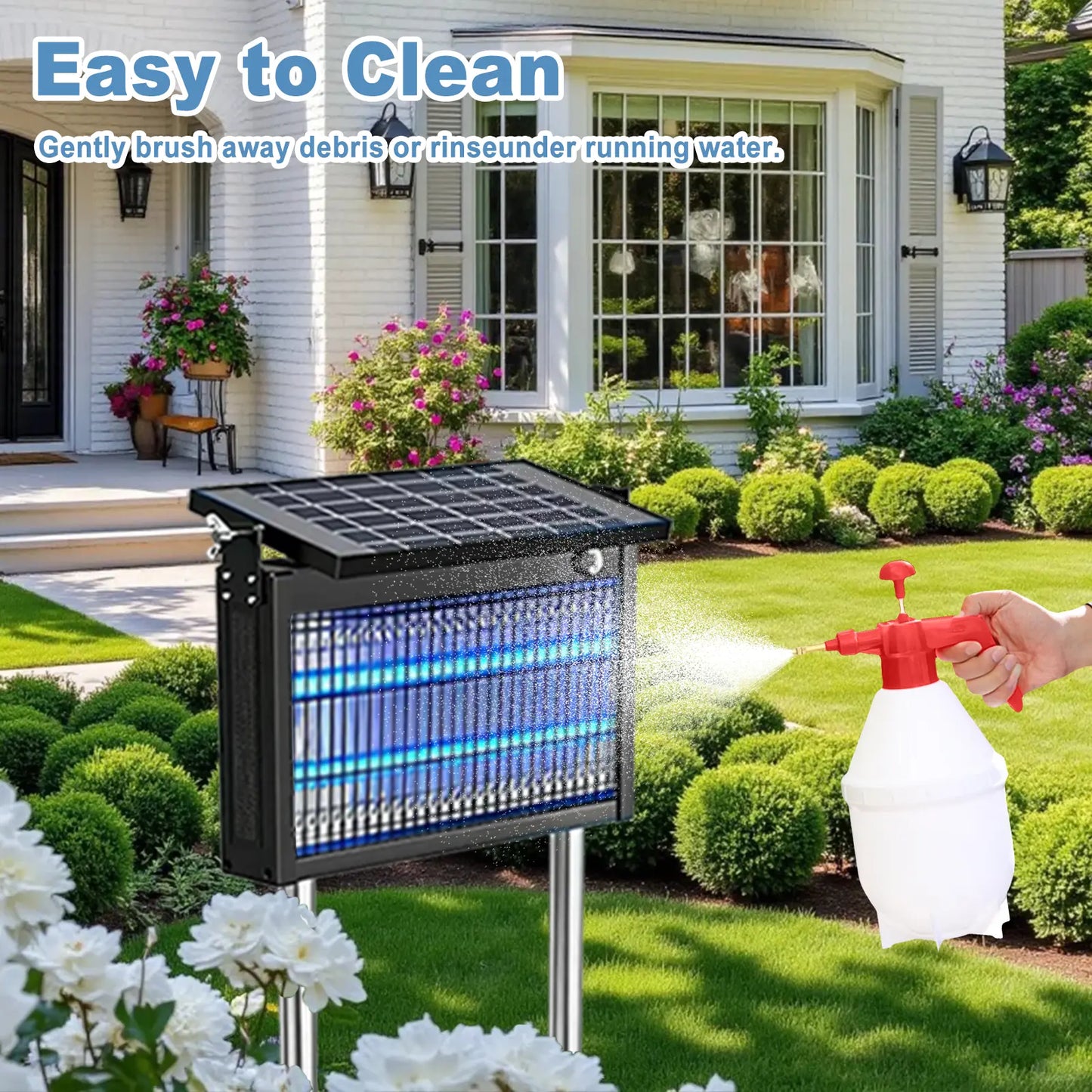 Gainstarx Solar Bug Zapper Outdoor Waterproof Electric Mosquito and Fly Zapper with Smart Light Sensor Rechargeable Solar Powered Trap for Patio, Backyard, Garden, Camping, and Indoor Use