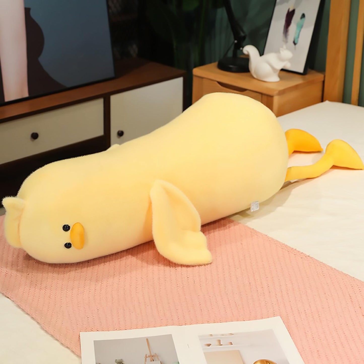 PEACH CAT Long Duck Plush Pillow Cute Duck Stuffed Animal Toy Gift for Kids Yellow 43.3"