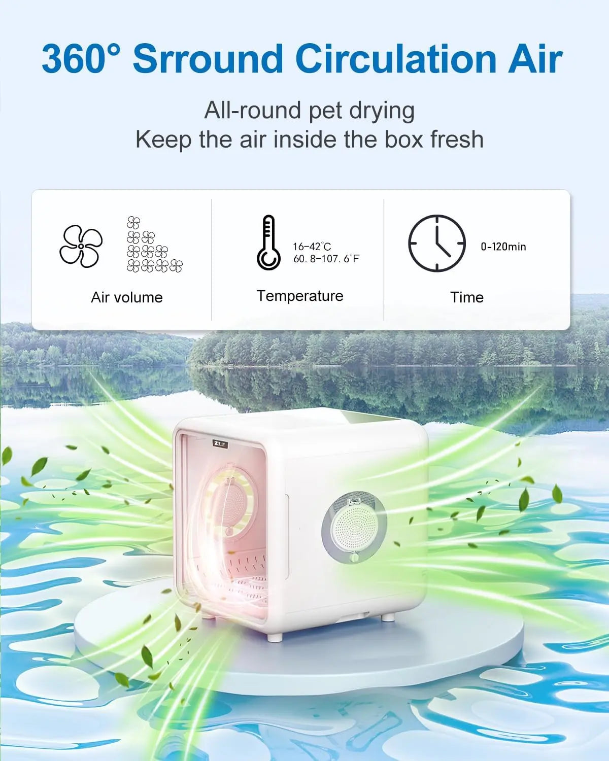 Pet Dryer Box for Cats & Dogs – 72L Quiet Hair Drying Machine with Adjustable Temp, Blow Air Function – Portable Dog Dryer for Home Bathing, Pet Drying Kit