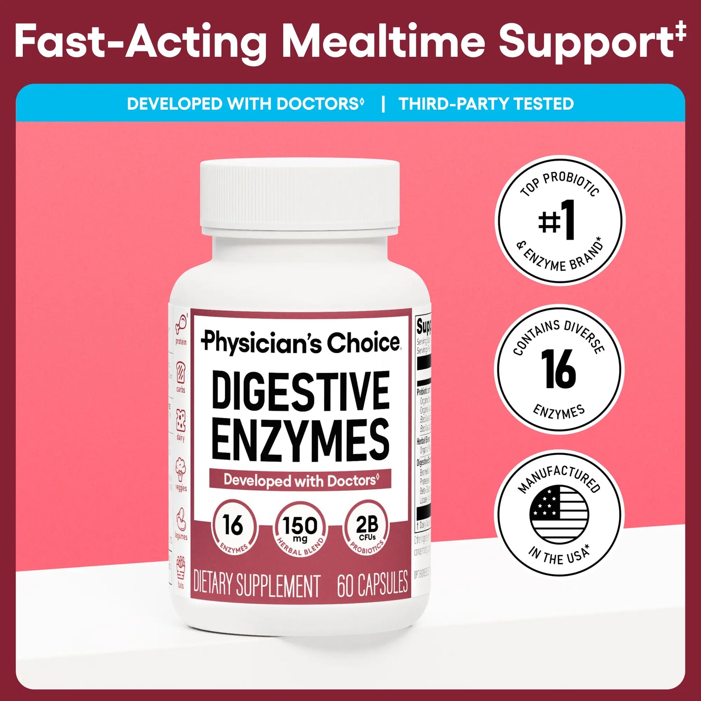 Physician'S Choice Digestive Enzymes - Bloating & Mealtime Discomfort Support with Probiotics + Prebiotics for Digestion & Gut Health