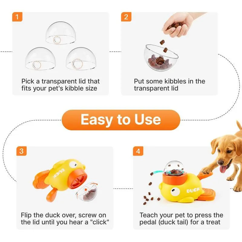 Yellow Duck Food Dispensing Cat Toy Self-Entertainment Boredom Relief Cat Wand Pet Snack Freeze-Dried Foodlauncher for Dogs Ideal Gift Food Puzzle Slow Feeder, Durable Duck, Cat Snacktime, Indoor Interactive Cat Toy Summervibes Petlovers
