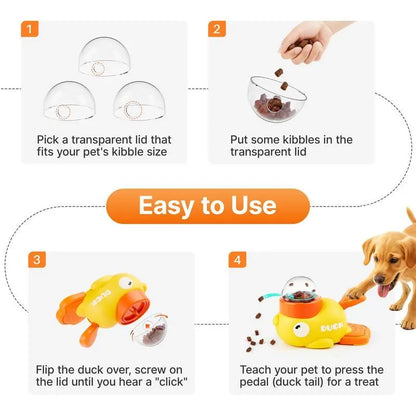 Yellow Duck Food Dispensing Cat Toy Self-Entertainment Boredom Relief Cat Wand Pet Snack Freeze-Dried Foodlauncher for Dogs Ideal Gift Food Puzzle Slow Feeder, Durable Duck, Cat Snacktime, Indoor Interactive Cat Toy Summervibes Petlovers