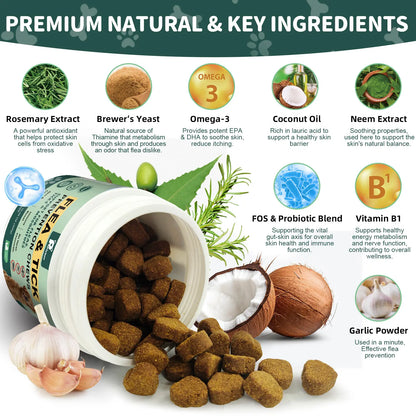 Dog Flea & Tick Support Soft Chews - Natural Oral Supplement - Suitable for All Breeds & Sizes - 150 Chicken Treats#Summervibes#Petlovers Tiktokshopspringglowup