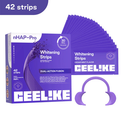 【CEELIKE】 Purple Teeth Whitening Strips with Free Cheek Retractor - 7/21 Whitening Sessions -Nano-Hydroxyapatite Safe for Enamel - Non Sensitive Teeth Whitening - Peroxide-Free
