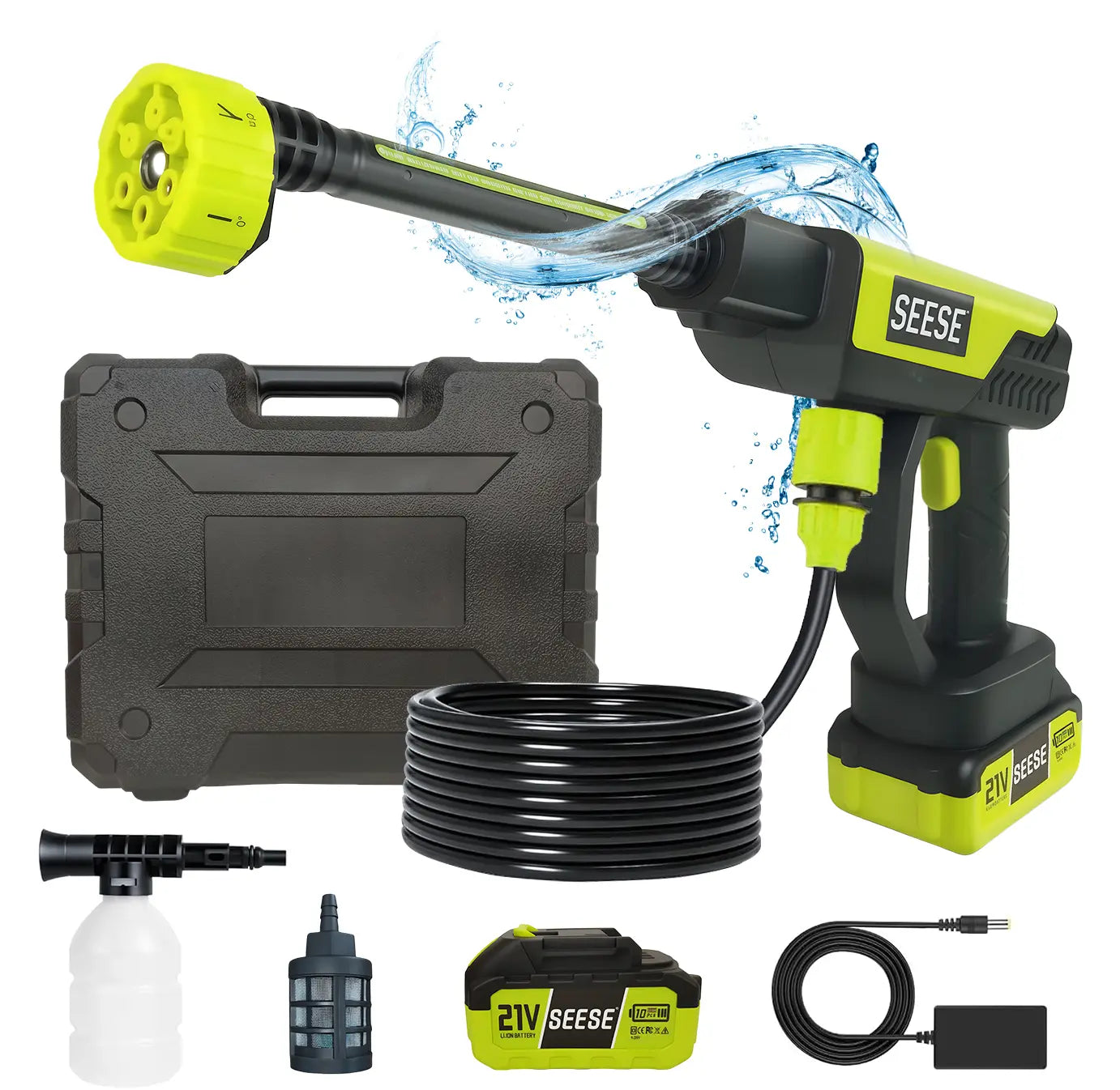 【Fathersdaygift】Seese Cordless Pressure Washer and Single Port Charger Base, Bottle Portable Washer for Car,Home Cleaning & Garden Watering