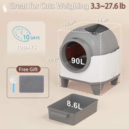 Warcat Smart Low-Noise Auto-Cleaning Litter Box 90L Self Cleaning Cat Litter Box App-Controlled via 2.4G Wifi with Smart Sensors, Safety Protection, Easy Maintenance, Easy Setup & Clean #Summervibes #Petlovers