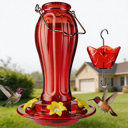 Birdream Glass Hummingbird Feeder for Outdoors, 18Oz Hanging Hummingbird Feeder with 5 Feeding Ports & Built-In Ant Moat, for Garden Patio Backyard, Gifts for Women Mom, All Red Tiktokshopspringglowup Bird Lover Outdoorfun
