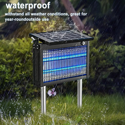 Gainstarx Solar Bug Zapper Outdoor Waterproof Electric Mosquito and Fly Zapper with Smart Light Sensor Rechargeable Solar Powered Trap for Patio, Backyard, Garden, Camping, and Indoor Use