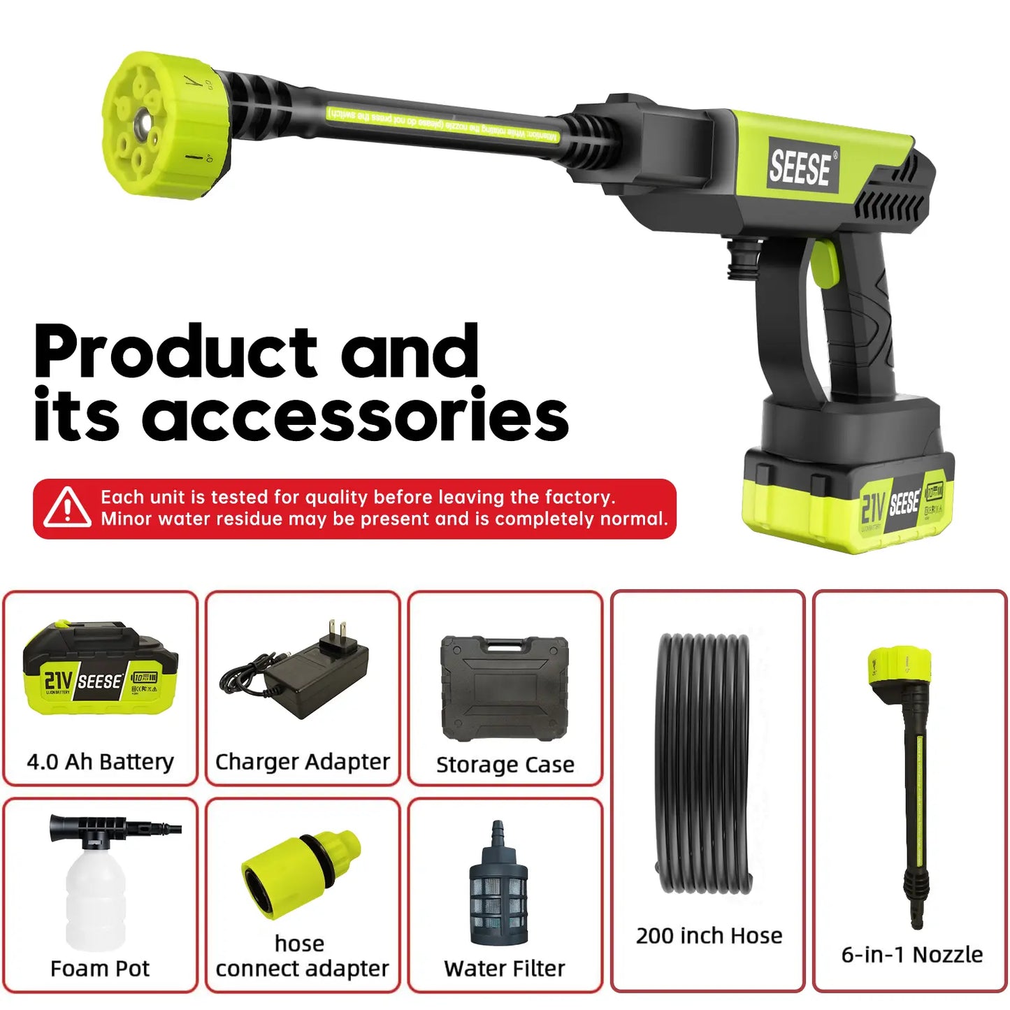 【Fathersdaygift】Seese Cordless Pressure Washer and Single Port Charger Base, Bottle Portable Washer for Car,Home Cleaning & Garden Watering