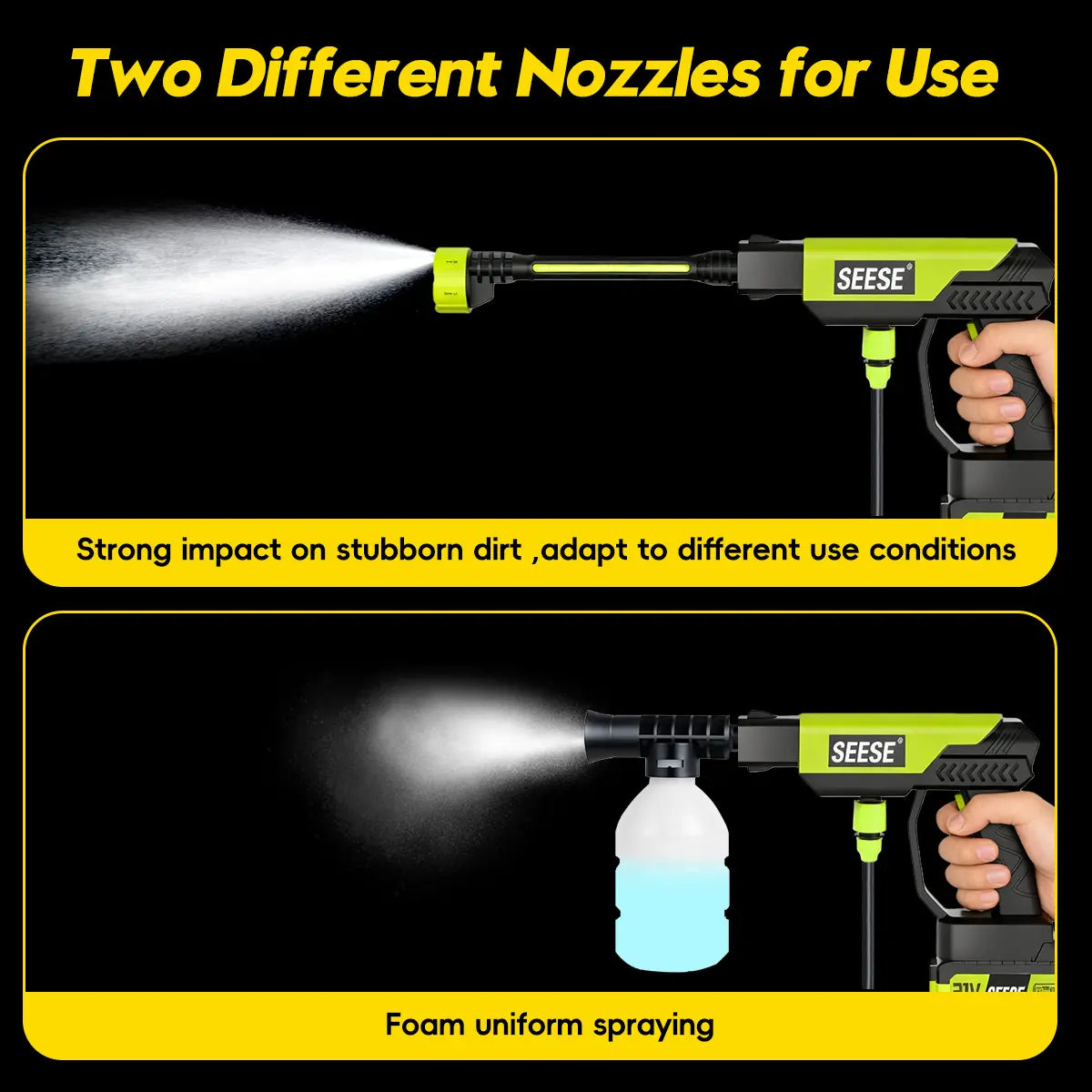 【Fathersdaygift】Seese Cordless Pressure Washer and Single Port Charger Base, Bottle Portable Washer for Car,Home Cleaning & Garden Watering