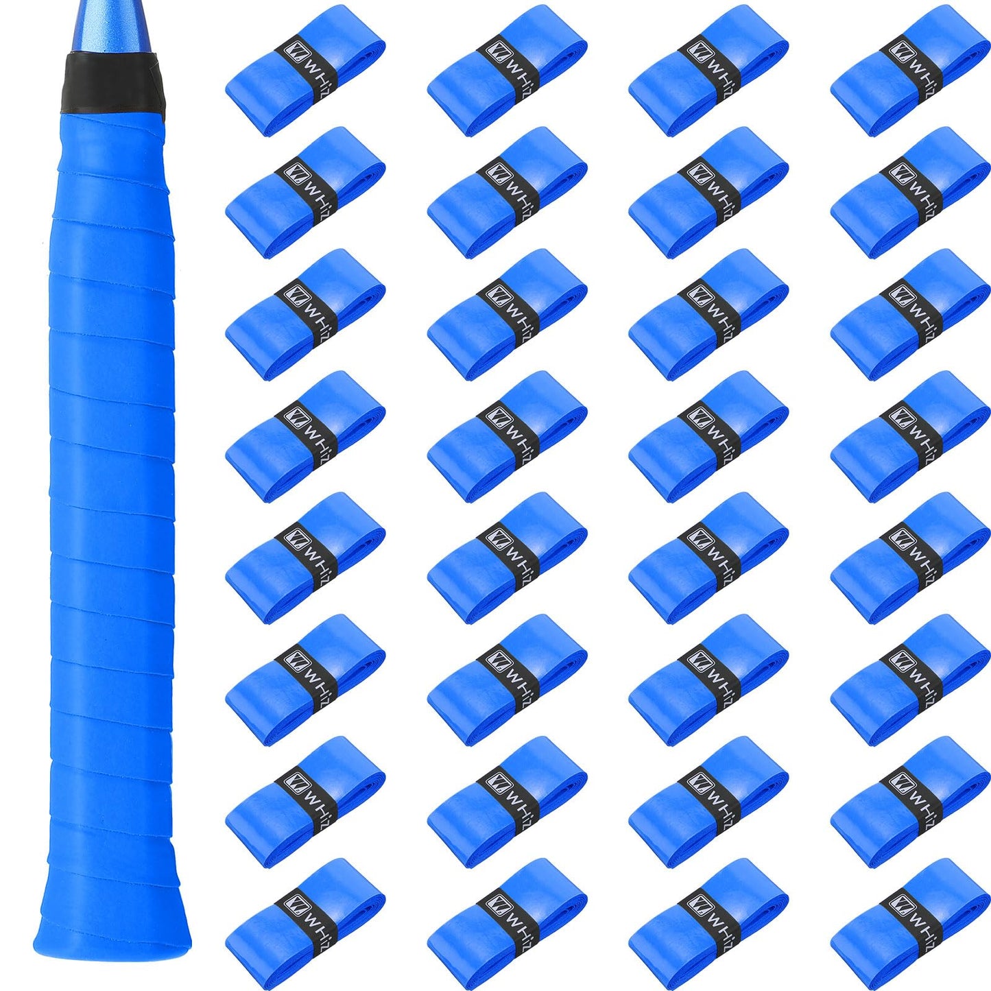 Jerify 24 Pieces Tennis Racket Grip Tape Precut Tennis Grip Tape Tennis Overgrips with Velvety Comfort for Anti Slip and Absorbent Grip (Blue)