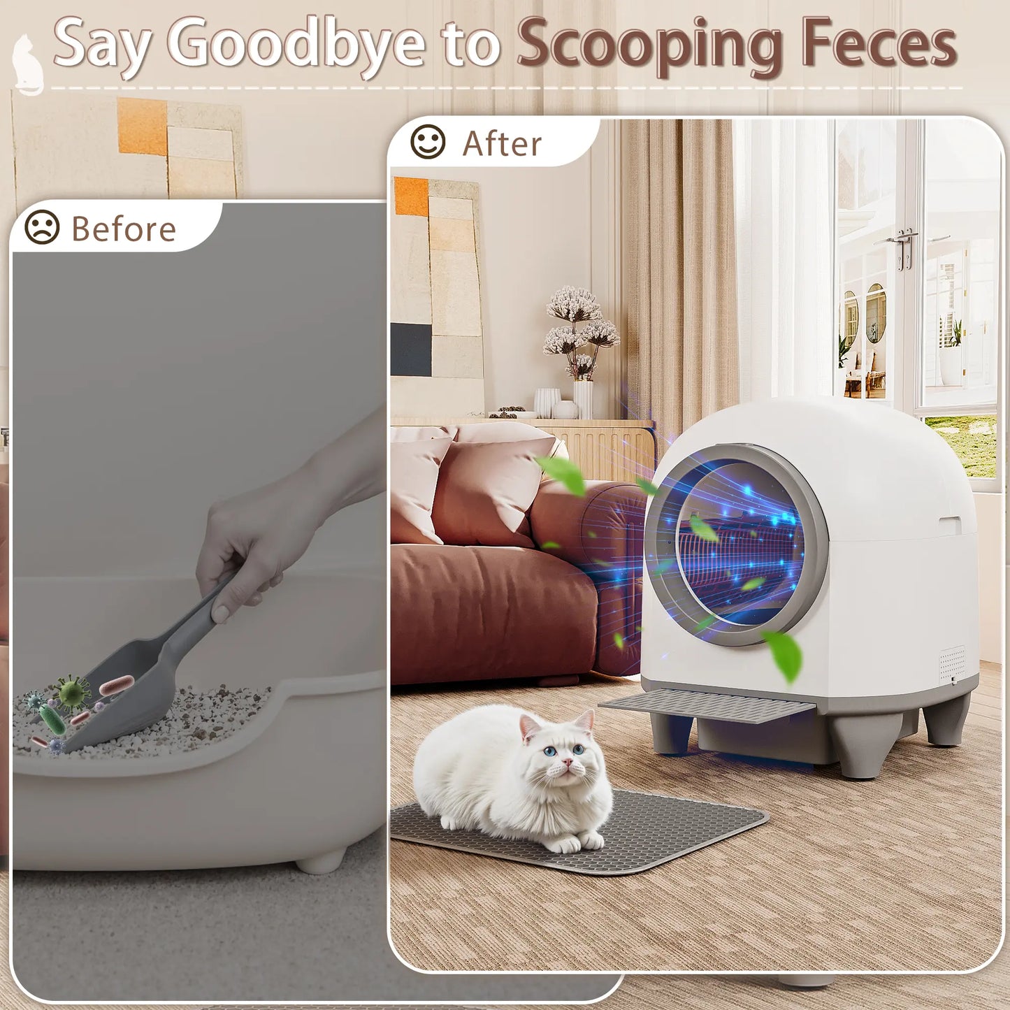 Warcat Smart Low-Noise Auto-Cleaning Litter Box 90L Self Cleaning Cat Litter Box App-Controlled via 2.4G Wifi with Smart Sensors, Safety Protection, Easy Maintenance, Easy Setup & Clean #Summervibes #Petlovers