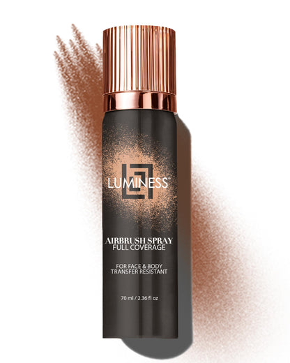 LUMINESS Spray Airbrush Foundation Makeup Deep Rich Shade 150 - Lightweight Full Coverage Foundation for Face Neck & Body - Concealer for Seamless Blending Natural-Looking Finish 2.36 fl oz