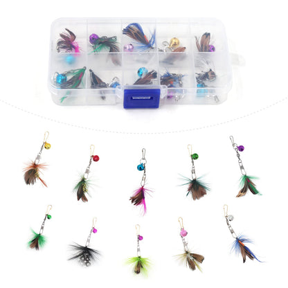 SONGWAY Mini Cat Wand Toy Replacement - 10 Pieces Insect Worm Cat Toys Attachments Cat Feather Toy Refills