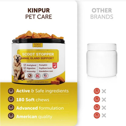 Scoot Stopper Soft Chews Fiber For Dogs Dog Anal Gland And Digestion Support Anal Gland Chews With Pumpkin And Psyllium Husk 180 Chewables For Dog Digestive Health